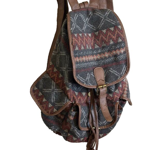 Mossimo Southwestern Aztec Tribal Print Backpack Rucksack Cinch Bag - Picture 3 of 11